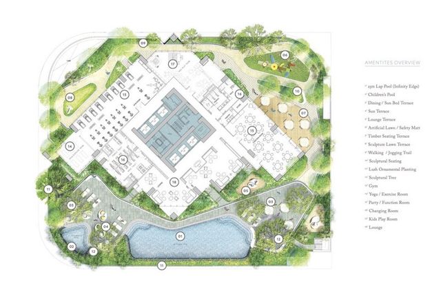 Site plan of the Shang Salcedo Place podium level facilities
